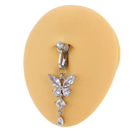 Niet Piercing Vlinder Hart Zirkonia Navelring Sexy Koper Ingelegd Strass Navelsieraden Voor Vrouwen