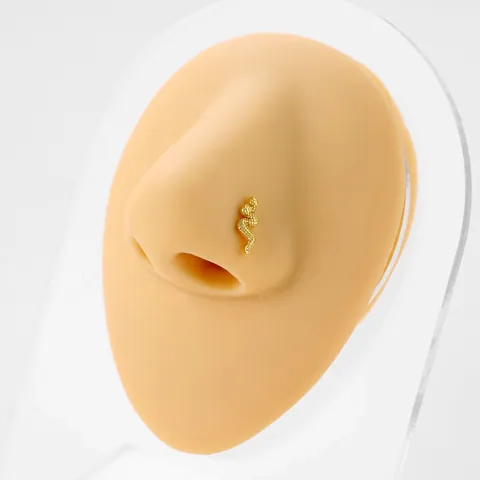 L-Nasenstecker Aus Kupfer Für Damen Herren Schlange Rose Blume Muster Gold Silber Galvanisiert Körperschmuck Zubehör