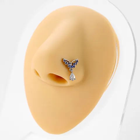Kupfer Strass L-Förmige Nasenstecker Herz Mond Stern Krone Kreuz Design Tiktok Spicy Girl Körperpiercing Schmuck Für Damen