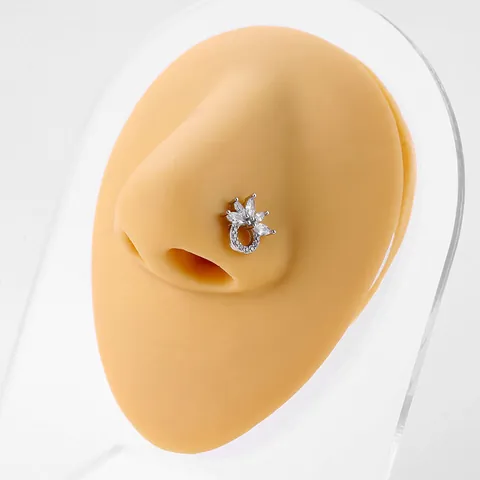 316L Edelstahl Kupfer L-Form Nasenstecker Mit Zirkonia Schmetterling Hamsa Mond Katze Muster Mode Körperschmuck Damen