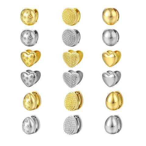 Mode Kupfer Huggie Ohrringe Mit Stern Herz Muster Poliert Gold Silber Plattiert Piercing Schmuck Für Damen Herren