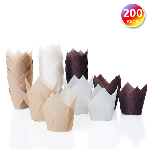Vetvrij Papier Tulpen Cupcake Vormpjes Hittebestendige Muffin Bakvormen Voor Bruiloft Feest Dessert DIY Taart Decoratie
