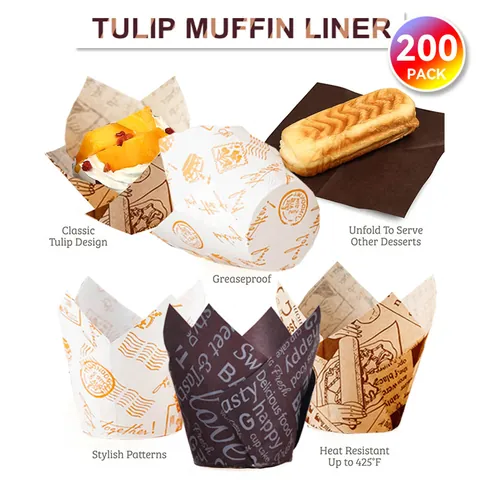 Tulip Cupcake Liners Greaseproof Paper Baking Cups Oilproof High Temperature Resistant Muffin Wrappers For Wedding Party