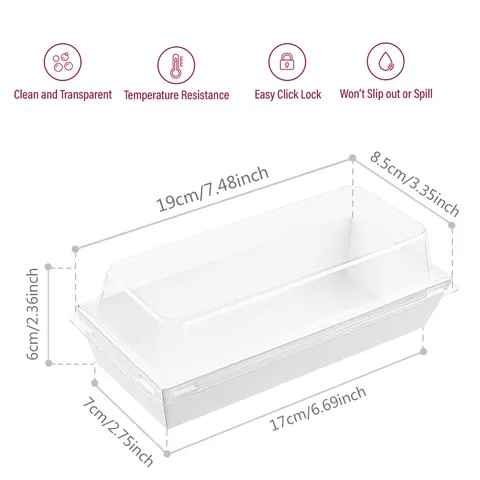 Disposable Pastry Sandwich Swiss Roll Cake Box With Transparent Lid Kraft Coated Paper Bakery Packaging Box For Dessert Bread