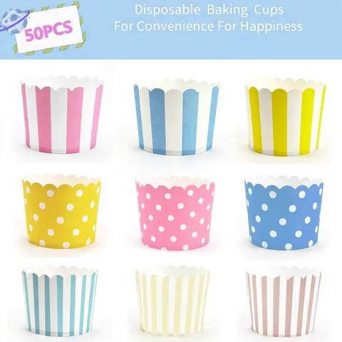 Hitzebeständige Fettbeständige Cupcake-Förmchen Gestreift Gepunktet Muffinförmchen PE-Beschichtetes Holzzellstoffpapier Backförmchen Für Party Hochzeit Kuchendekoration