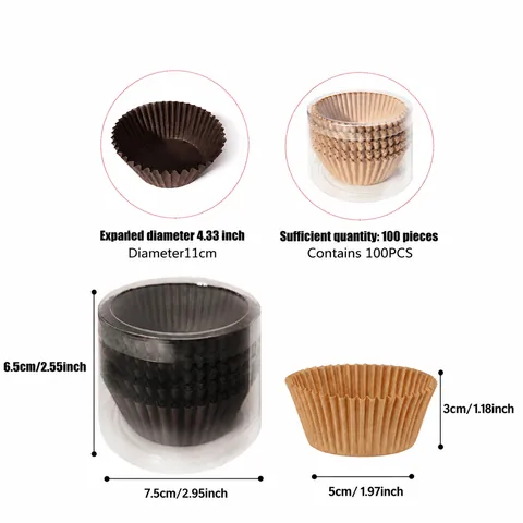 Greaseproof Paper Cupcake Liners Muffin Baking Cups Heat Resistant Oil Proof Cake Wrappers For Home Bakery Wedding Party Baking Tools