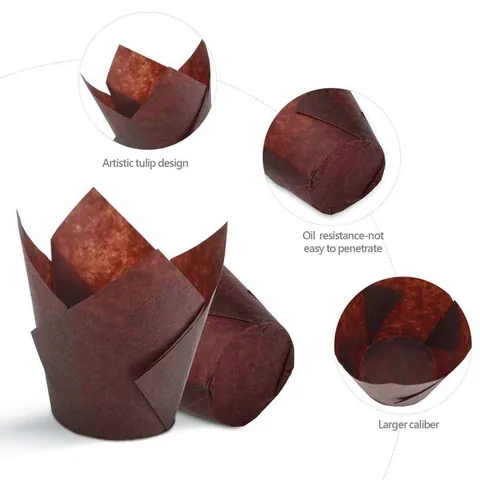 Tulpenvorm Bakvormpjes Van Vetvrij Papier Koffie Cupcake Liners Voor Muffin Cakes Hittebestendige Dessert Wrappers