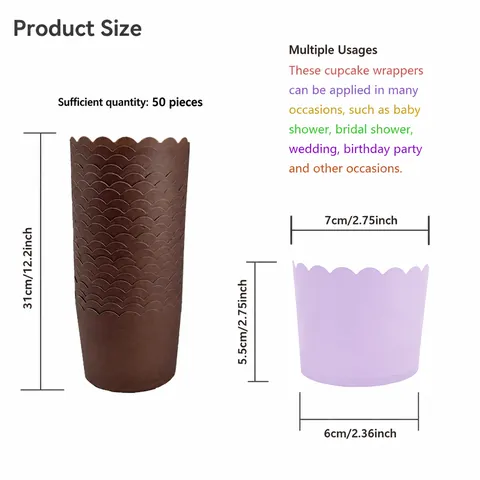Macaron Bunte Muffinförmchen Fettbeständig PE Beschichtet Holzzellstoffpapier Backförmchen Wellenrand Muffinhüllen Für Party Hochzeit