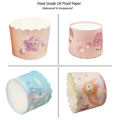 Greaseproof Baking Cups Muffin Liners With 3D Cartoon Patterns Food Grade Wood Pulp Paper Heat Resistant Cake Mold For Party