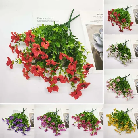 Künstlicher Seiden-Gänseblümchen-Strauß Gefälschte Eukalyptuspflanzen Für Haus-Hochzeits-Garten-Außendekoration Violette Blumenanordnung Handgefertigtes Florales Dekor