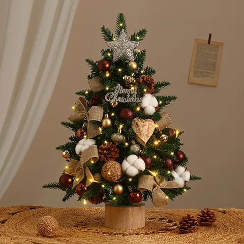 Mini Árbol de Navidad de Escritorio Con Luces LED Árbol de Navidad Artificial Nevado Para Decoración de Mesa Hogar Oficina