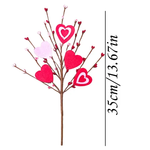 Valentinstag Herzform Beere Zweig Dekoration Filz Schaumstoff Künstliche Blume Stiel Für Vase Haus Hochzeit Deko