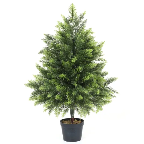 Artificial Cedar Tree Potted Realistic Green Cypress Norfolk Pine Plant For Home Office Garden Indoor Outdoor Decor Tree