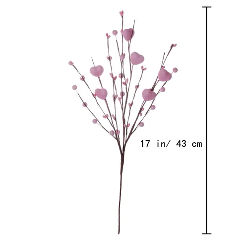 Valentinstag Künstlicher Beerenstiel Mit Rosa Herzornamenten Romantischer Blumenzweig Für Jubiläum Hochzeit Party Dekoration