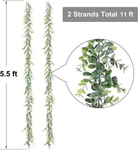 Guirlanda de Eucalipto Artificial Enredadera de Verdor Hojas de Eucalipto Falsas para Fondo de Boda Decoración del Hogar