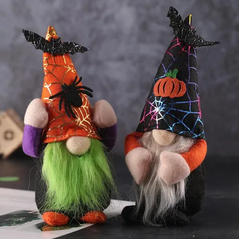 Διακόσμηση Νάνος Halloween Κούκλα Χωρίς Πρόσωπο Λούτρινο Στολίδι Με Σχέδιο Ιστό Αράχνης Κολοκύθα Νυχτερίδα για Πάρτι