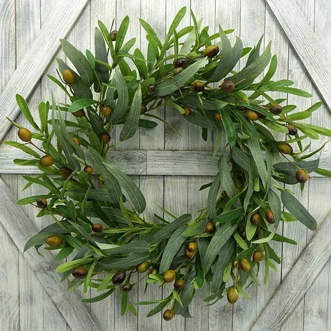 Artificial Olive Eucalyptus Wreath With Welcome Sign Faux Greenery Garland With Berries For Front Door Wall Wedding Home Decor