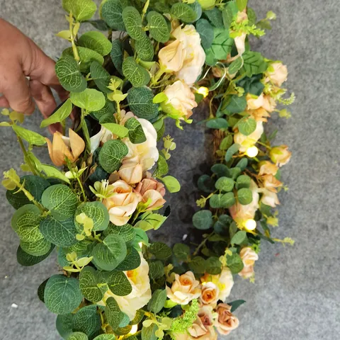 Guirnalda de Flores de Huevo de Pascua Con Luces LED Rosa Artificial Eucalipto Hojas Verdes Decoración Primavera Puerta Pared Fiesta