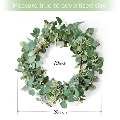 Ghirlanda di Foglie Verdi di Eucalyptus Artificiale Con Scritta Welcome Bacche Bianche per Porta d'Ingresso Finestra Casa Decorazione
