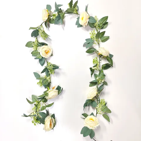 Kunstmatige Roos Camellia Bloem Rank Slinger Voor Bruiloft Huis Tuin Decor Simulatie Hangende Zijden Plant Slinger
