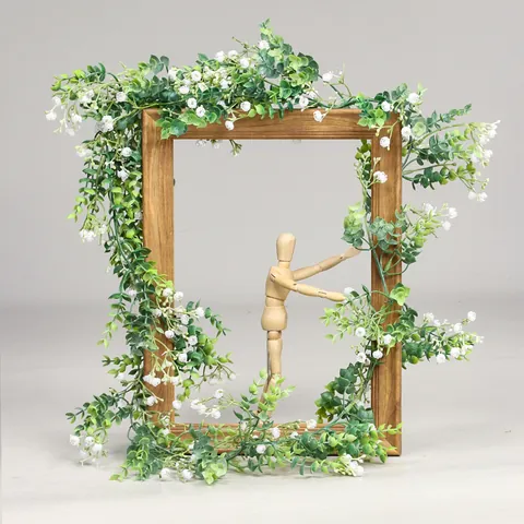Kunstmatige Eucalyptus Guirlande Rotan Wingerd Zacht PVC Nep Hangplanten Voor Huis Muur Bruiloft Feest Decoratie Groen Gebladerte