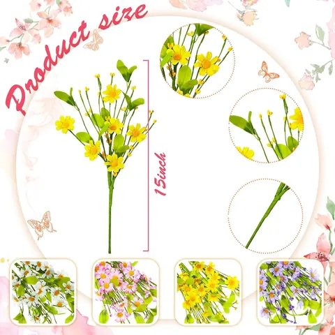 Tallos de Margaritas Artificiales de Tela de Seda Flores Silvestres Falsas Para Decoración de Casa Jardín Boda Fiesta Estilo Pastoral Arreglo Floral