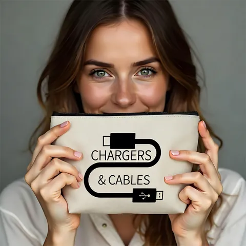Tragbare Polyester Datenkabel Aufbewahrungstasche Damen Kosmetiktasche Reise Elektronik Organizer Mit Reißverschluss Bedruckter Beutel