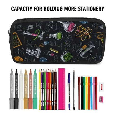 Grote Capaciteit Wetenschappelijk Laboratorium Print Etui Polyester Briefpapier Tas Voor Studenten Kantoorbenodigdheden