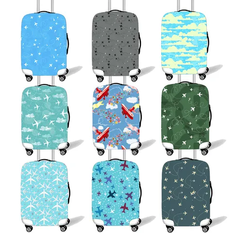 Elastic Luggage Protective Cover Washable Suitcase Protector Airplane Pattern Dustproof Wear Resistant Bag Accessory