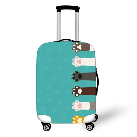 Elastic Luggage Cover Suitcase Protector Anti-Scratch Dustproof Travel Case Sleeve Cartoon Cat Paw Pattern 18-32 Inch