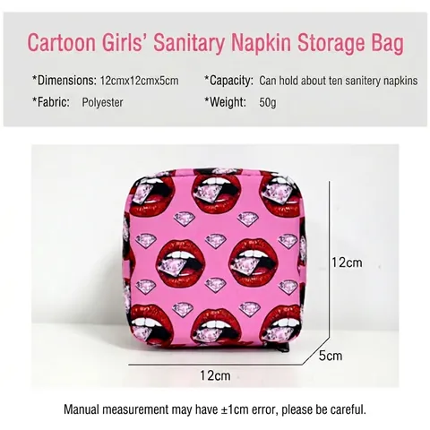 Bolsa de Almacenamiento Portátil para Toallas Sanitarias Gran Capacidad Poliéster Estampado Médico de Dibujos Animados Mujeres