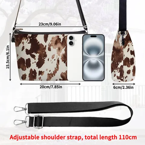 Bolso de Hombro de Fieltro con Estampado Animal para Mujer Patrón de Leopardo Cebra Vaca Bolso Cruzado Repelente al Agua Gran Capacidad para Diario