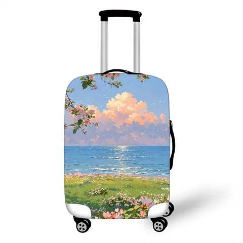 Elastic Luggage Cover Protector Scenic Oil Painting Landscape Travel Suitcase Dustproof Sleeve For Trolley Case