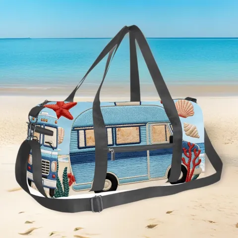 Borsa da Viaggio di Grande Capacità Borsone Sportivo Portatile con Fascia per Trolley in Poliestere Stampato Borsa per Weekend per Uomo Donna