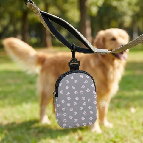 Portable Pet Treat Pouch Dog Training Snack Bag Paw Print Poop Bag Dispenser With Hook Canvas Outdoor Walking Travel Pet Accessories