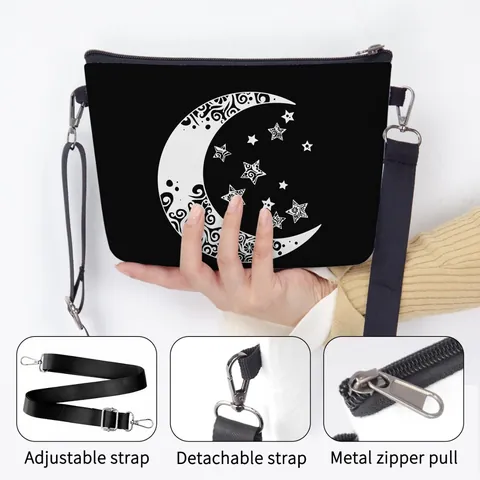Bolso Bandolera de Fieltro de Moda para Mujer Hidrófugo Patrón Artístico Pequeño Bolso de Hombro Con Correa Ajustable Desmontable Bolso de Almacenamiento de Maquillaje de Viaje Casual