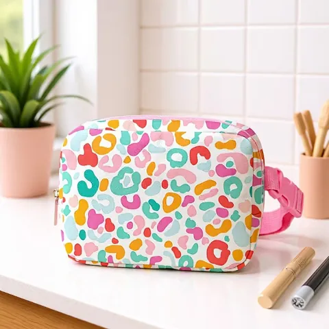 Mode Vrouwen Polyester Heuptas Grote Capaciteit Crossbody Borsttas Verstelbare Riem Bedrukt Outdoor Reizen Fanny Pack