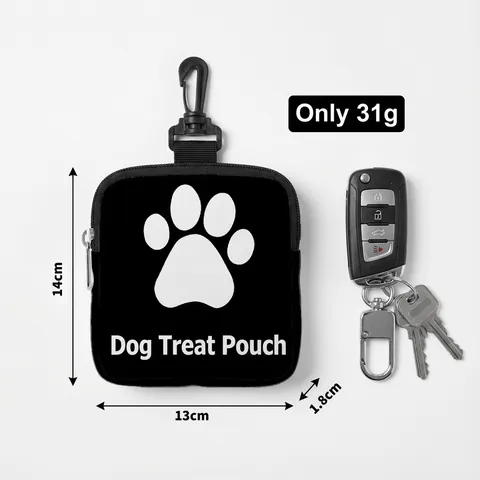 Portable Cartoon Dog Treat Pouch Canvas Pet Snack Storage Bag With Carabiner Hook For Outdoor Training Walking Dogs Small Food Container