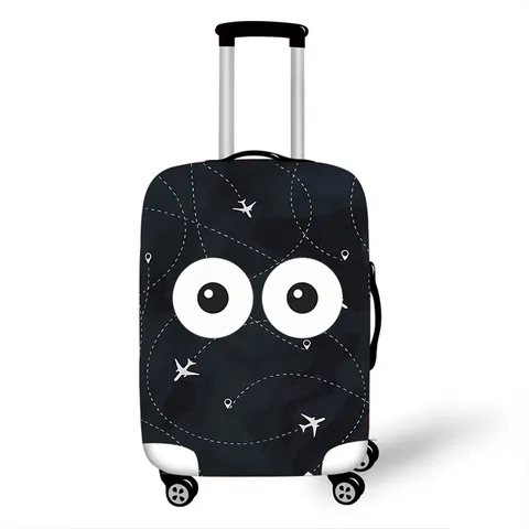 Elastic Luggage Cover Thick Stretch Dustproof Suitcase Protector Travel Bag Sleeve With Floral Airplane Print Pattern