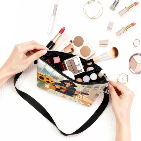 Women's Felt Crossbody Bag Artistic Girl Illustration Print Shoulder Bag With Adjustable Strap Versatile Handbag Daily Travel Commute Underarm Bag