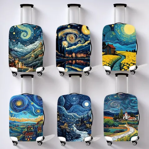 Artistic Oil Painting Style Elastic Luggage Protective Cover Suitcase Dustproof Wear-Resistant Protector Travel Bag Cover Sleeve