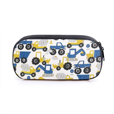 Astuccio per Matite con Veicoli da Cantiere in Cartone Animato Grande Capacità Impermeabile in Poliestere per Bambini Scuola Ragazzi Stampe di Escavatori e Trattori