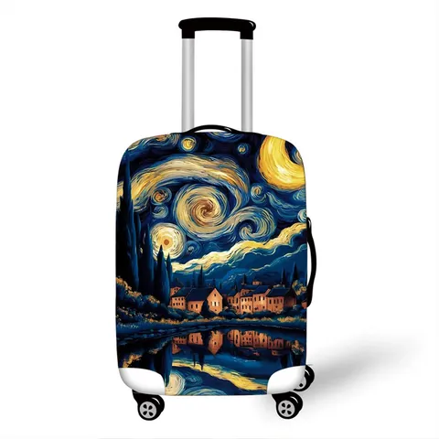 Artistic Oil Painting Style Elastic Luggage Protective Cover Suitcase Dustproof Wear-Resistant Protector Travel Bag Cover Sleeve