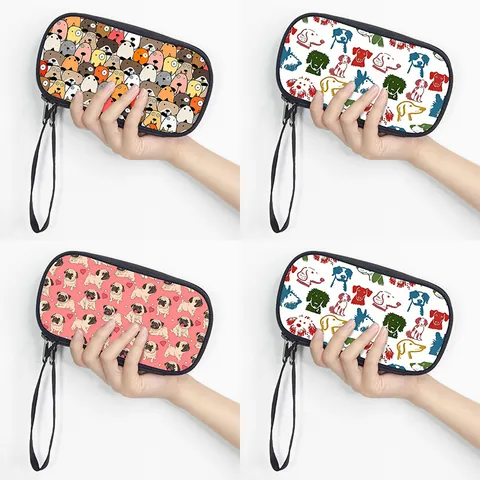 Borsa per Accessori Digitali Portatile in Poliestere con Motivo a Cane Cartone Animato Organizer da Viaggio per Cavi Caricabatterie
