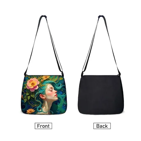 Damen Künstlerisch Blumen Porträt Druck Schultertasche Koreanischer Stil Große Kapazität Polyester Unterarm Tote Crossbody Tasche Alltag