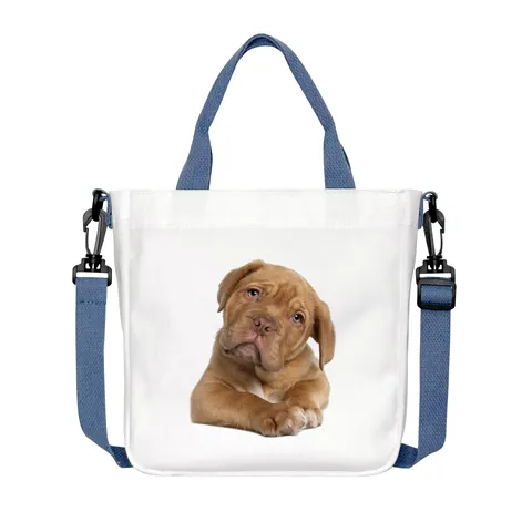 Cute Animal Print Canvas Tote Bag For Women Student Large Capacity Crossbody Shoulder Bag With Adjustable Strap School Handbag