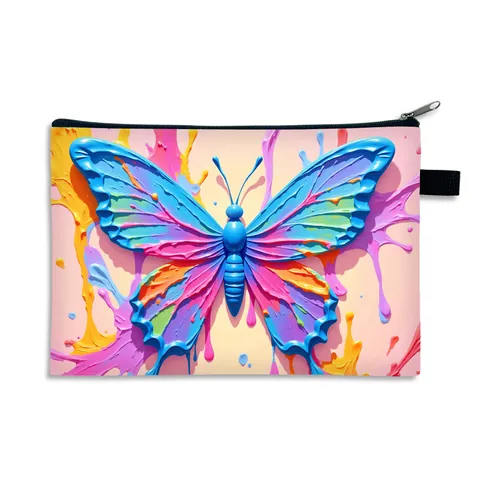 Neceser De Poliéster Con Patrón De Mariposa Para Mujer Gran Capacidad Organizador De Tocador Portátil Bolso De Mano De Viaje Estampado De Moda