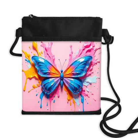 Casual Dames Telefoontasje Artistieke Vlinderprint Polyester Kleine Crossbody Tas Voor Dagelijks Gebruik Draagbare Portemonnee
