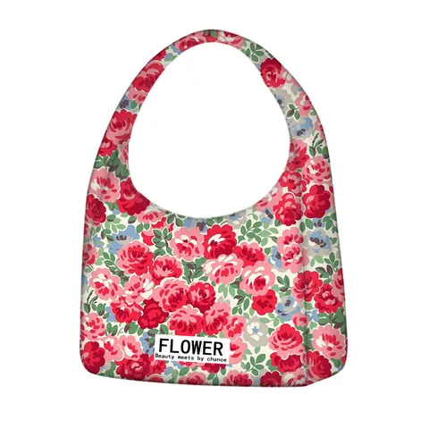 Bolso Tote de Lona con Estampado Floral para Mujer Gran Capacidad Bolso de Hombro Portátil Plegable Bolso de Mano Pastoral