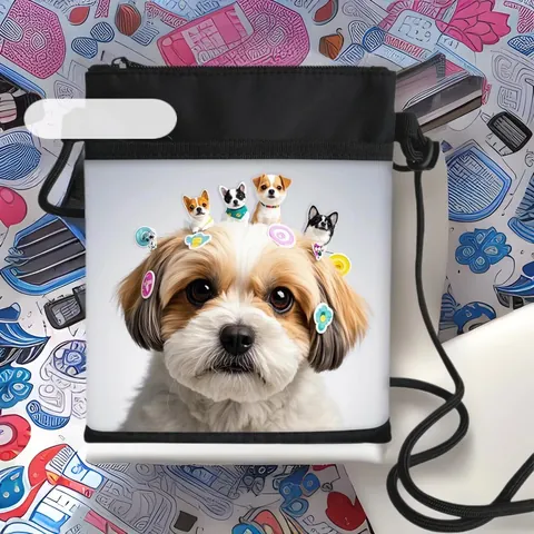 Dames Schattige Hond Shih Tzu Print Mobiele Telefoontas Kleine Crossbody Schoudertas Polyester Materiaal Rits Reizen Dagelijkse Tas
